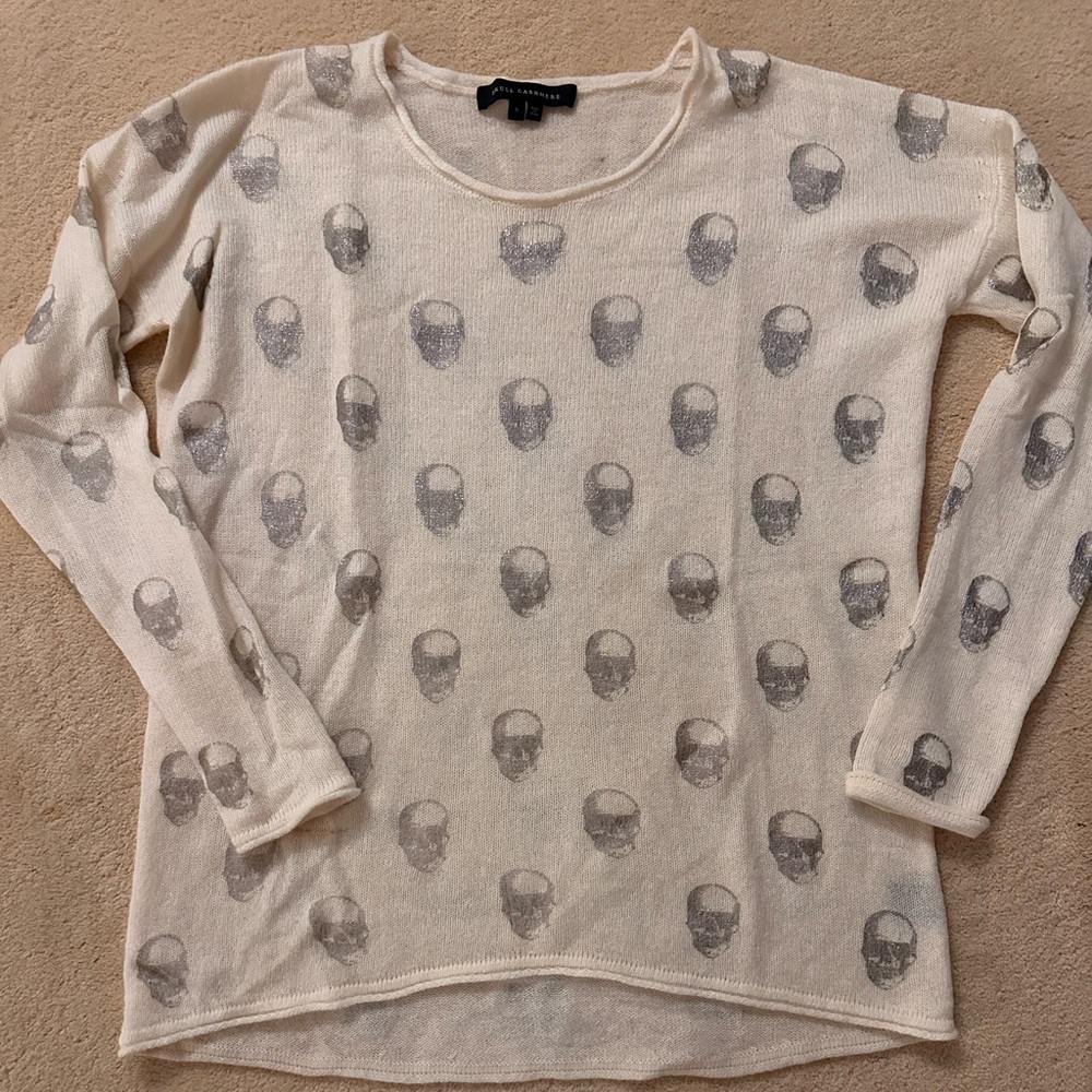 Skull Cashmere Cream Knit Sweater
